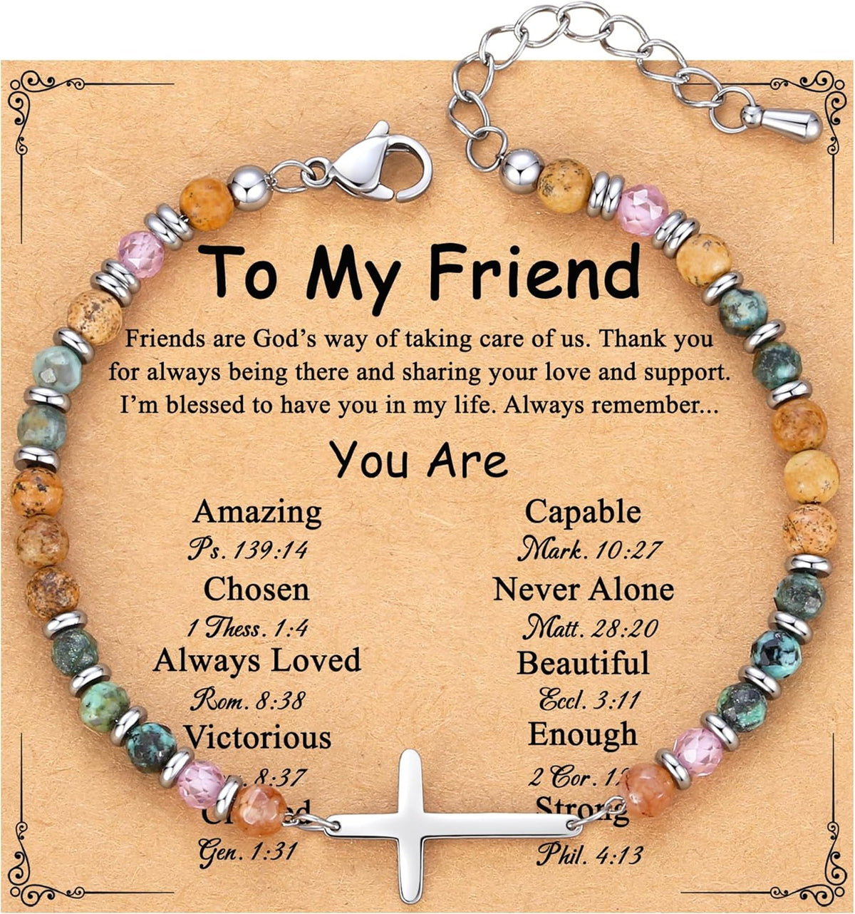 To My Friend faith friendship bracelet with cross charm