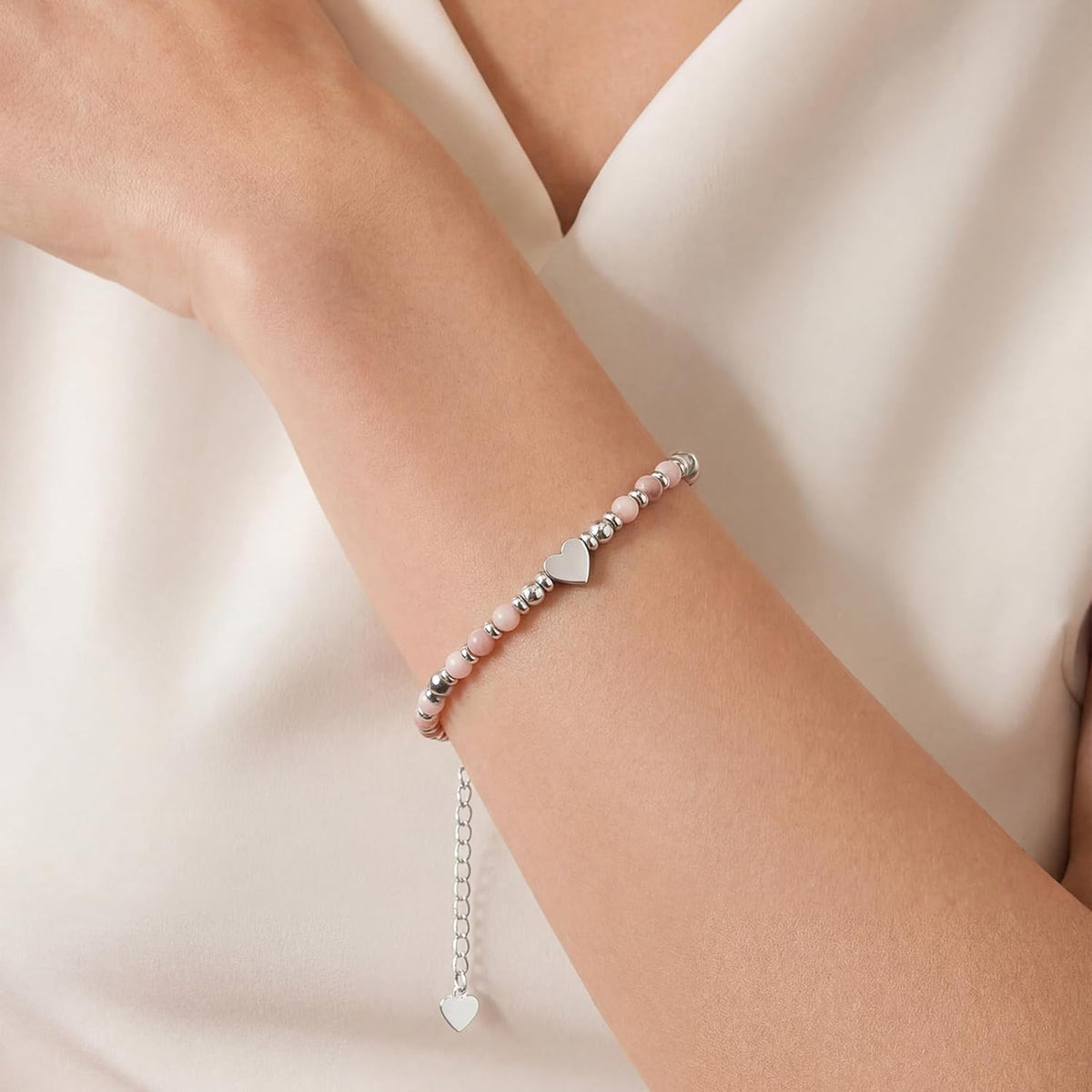Xiniss To My Mom pink zebra stone bracelet gift box